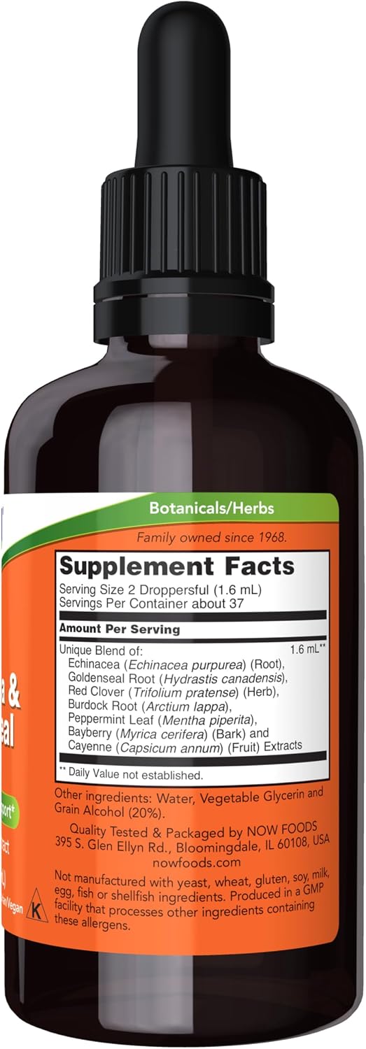 나우푸드 에키네시아 & 골든씰 플러스 액상 59ml 알코올 20%가 포함된 액상형 – Echinacea Goldenseal Plus 허브 추출물 · 북미 전통 허브 블렌드