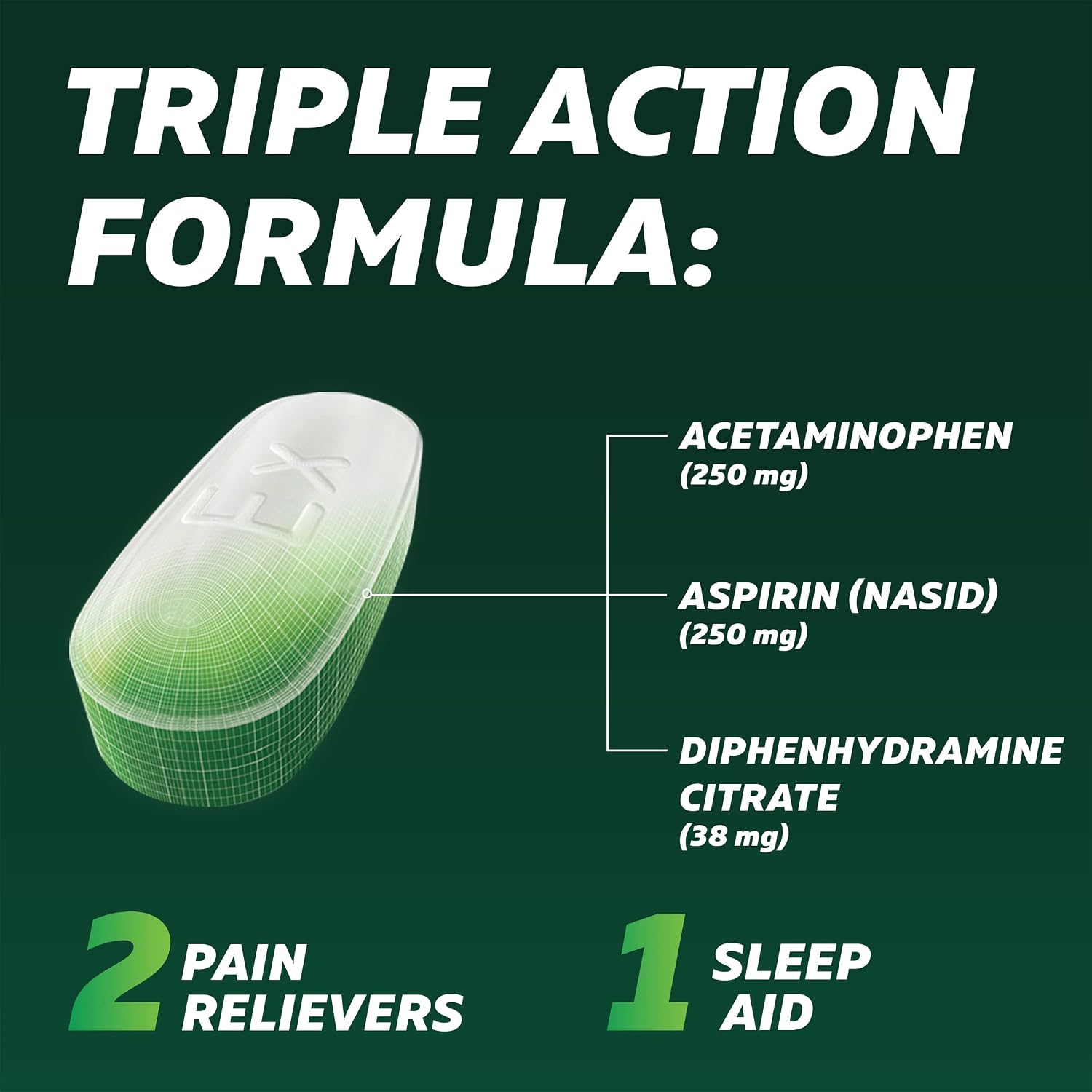 엑세드린 PM 헤드에이크 야간 두통 진통제 + 수면 보조 100정 | Excedrin PM Headache Relief