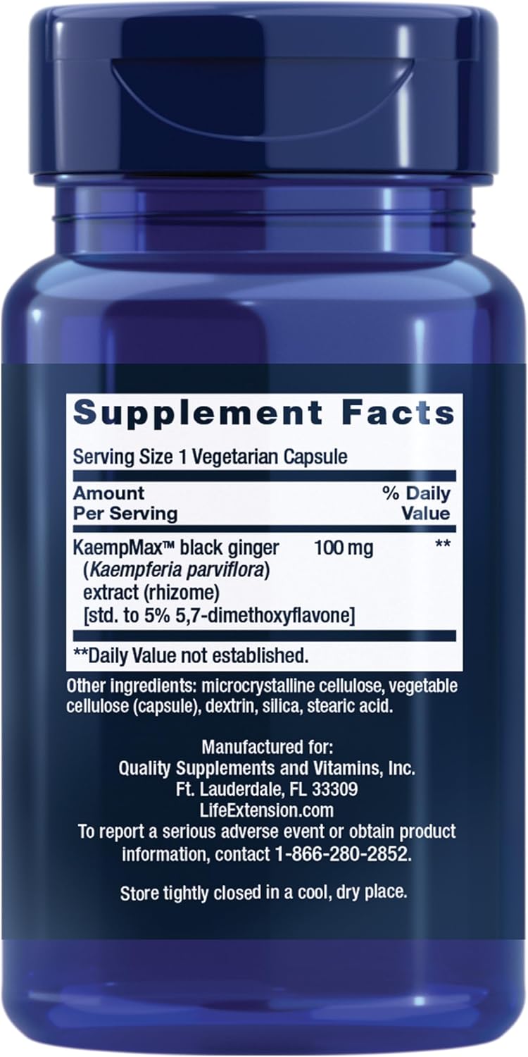 라이프 익스텐션 남성 혈류 성 건강 블랙진저 카엠프페리아 파르비플로라 100mg 30캡슐