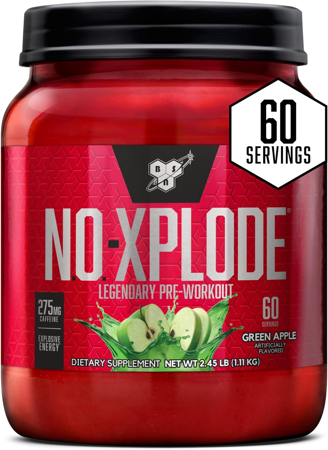 비에스엔 노익스플로드 프리 워크아웃 파우더 60 Servings – 운동 전 섭취용 파우더