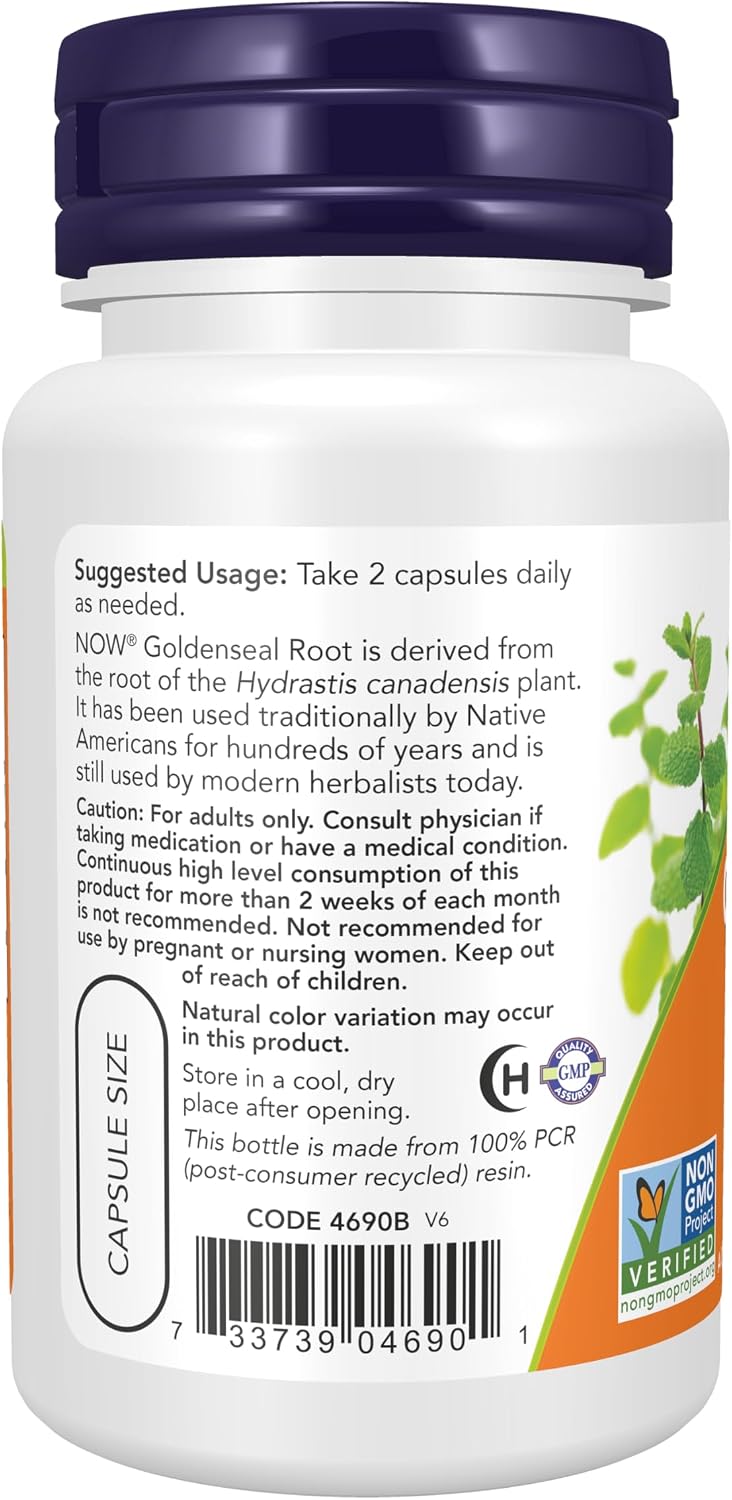 나우푸드 골든씰 루트 500mg 50 베지캡슐 – Goldenseal Root Hydrastis canadensis 미국산 허브 보충제