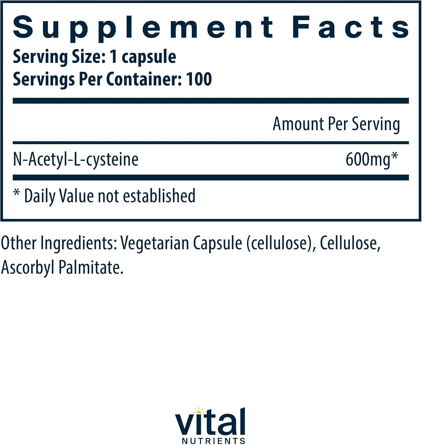 바이탈 뉴트리언츠 NAC 600mg 100캡슐·250캡슐 선택 – 글루타치온 항산화·호흡기·간 건강 관리