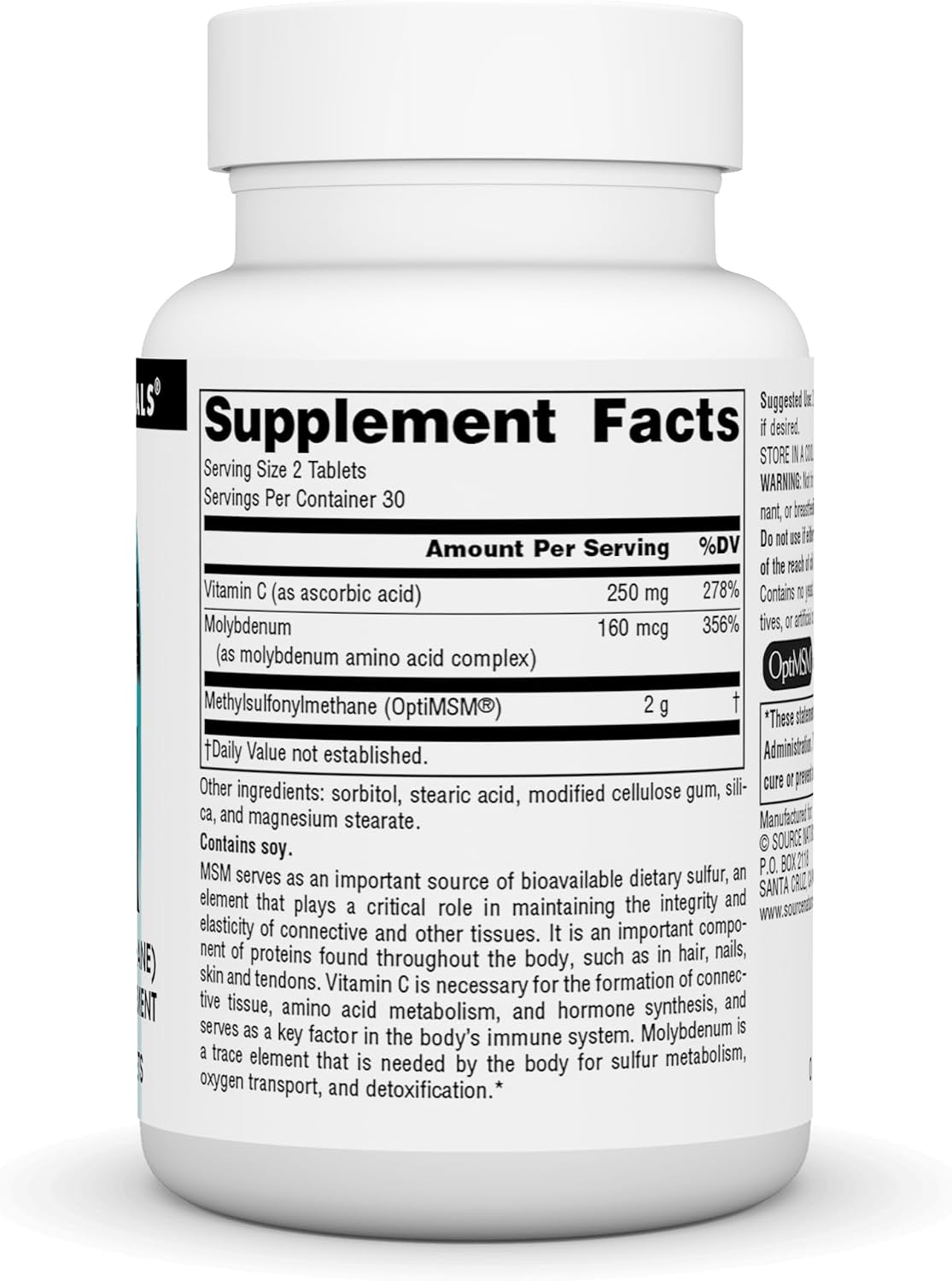 소스 내추럴스 MSM 식이유황 1,000mg 60정 – 메틸설포닐메탄 · 관절 · 연골 · 결합조직 건강 지원