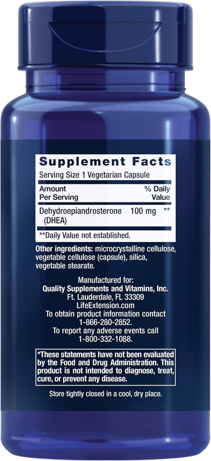 라이프 익스텐션 DHEA 100mg 60 베지테리언 캡슐 – 고함량 호르몬 밸런스 · 건강한 에이징 관리