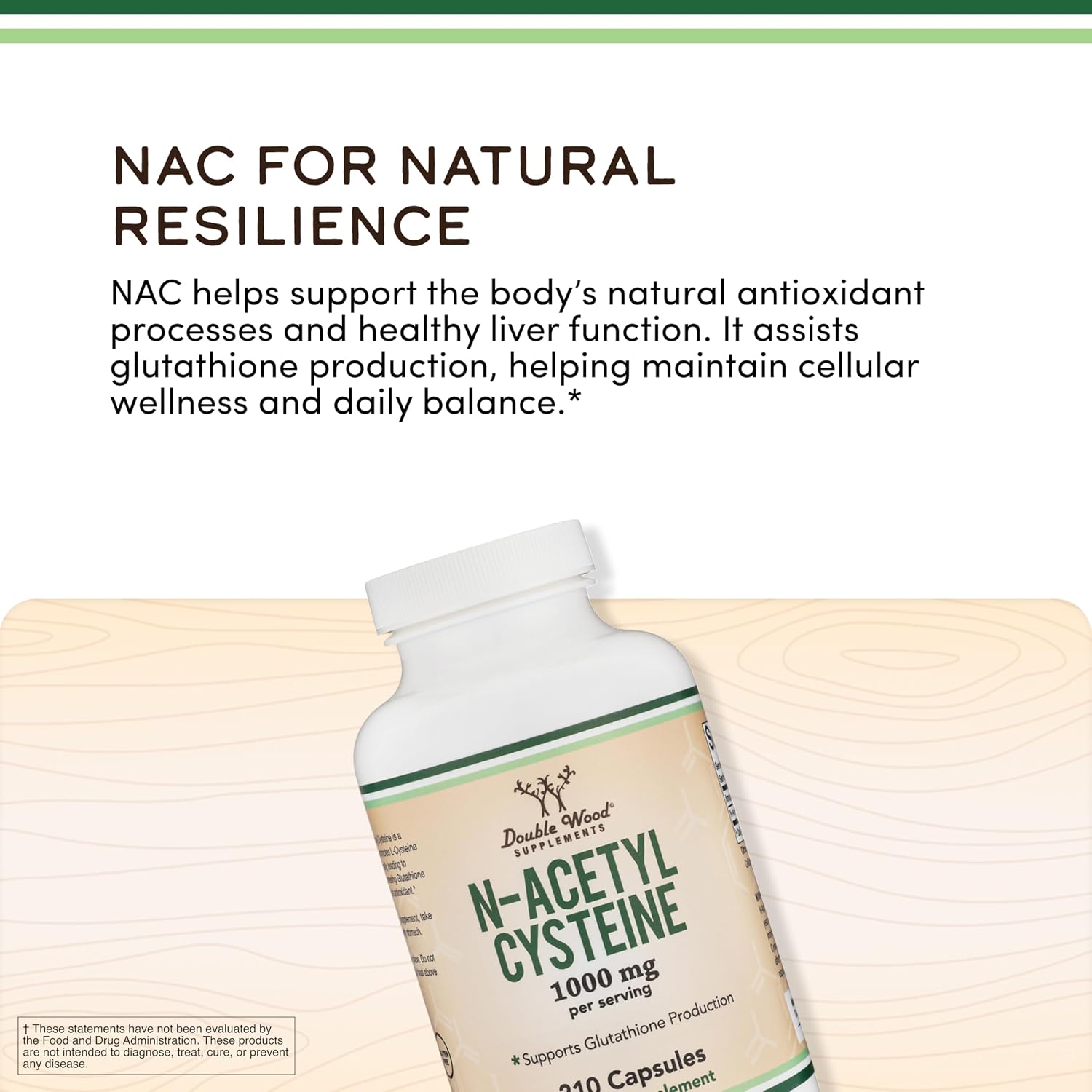 더블우드 NAC 1,000mg 210캡슐 – 99% 이상 고순도 · 글루타치온 항산화 관리