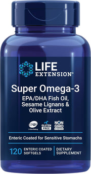 라이프익스텐션 슈퍼 오메가3 EPA/DHA 피쉬오일 참깨 리그난·올리브 추출물 120소프트젤 | Life Extension Super Omega-3 120 Softgels