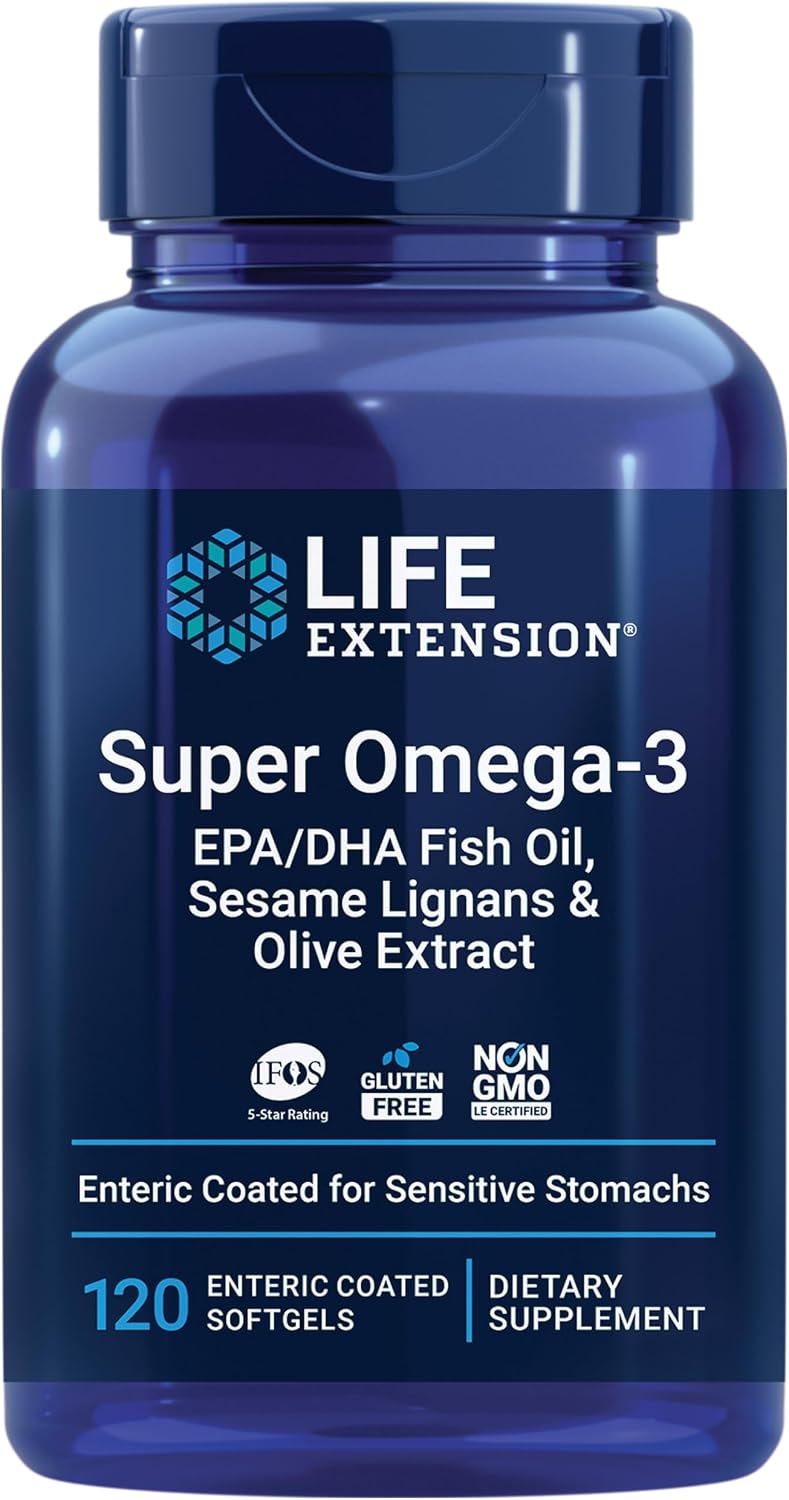 라이프익스텐션 슈퍼 오메가3 EPA/DHA 피쉬오일 참깨 리그난·올리브 추출물 120소프트젤 | Life Extension Super Omega-3 120 Softgels