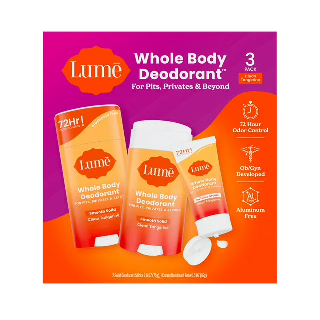루메 전신용 고체 데오드란트 스틱 & 미니 크림 세트 – 겨드랑이부터 전신까지 사용 가능한 타입으로 일상 땀 냄새 관리를 간편하게 도와주는 구성입니다