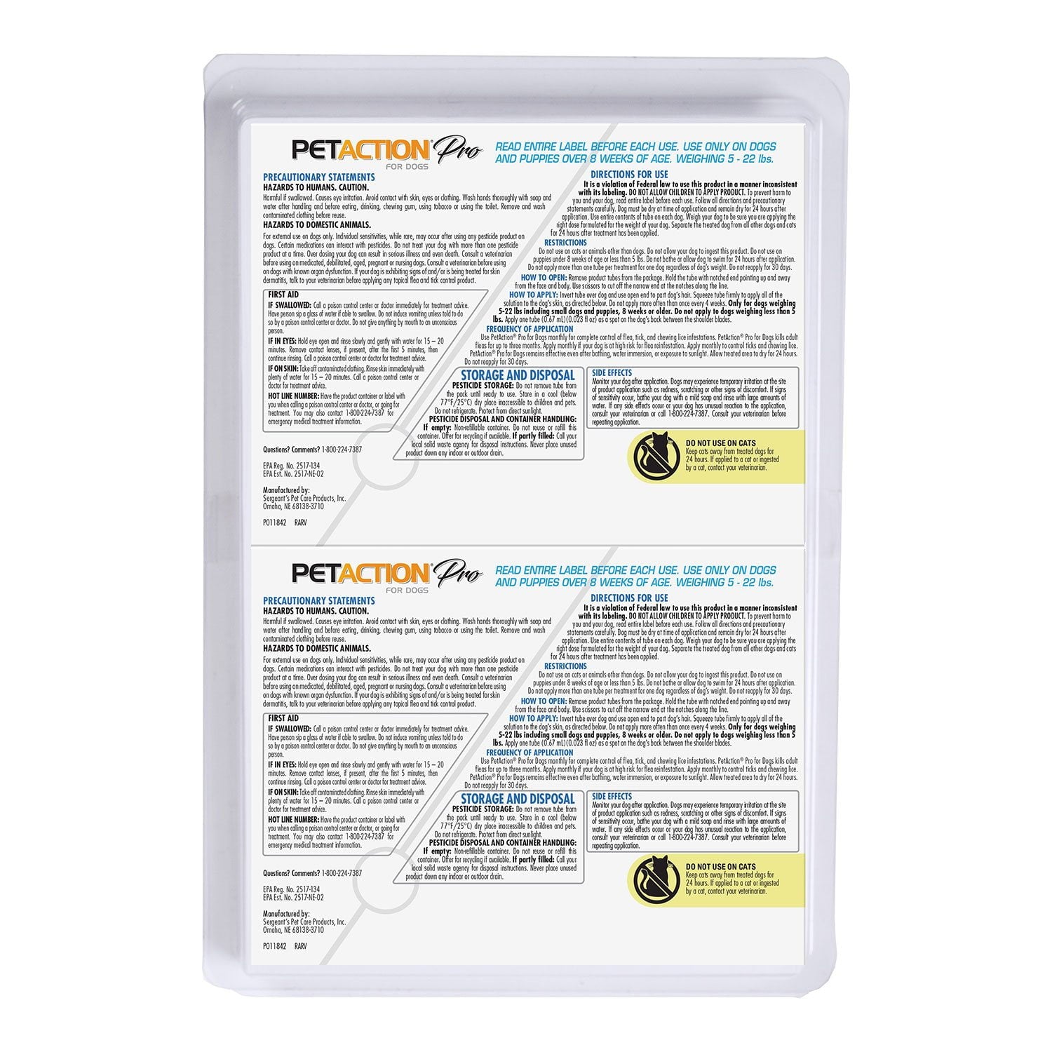 펫액션 프로 강아지용 8회분(사이즈 선택) – 강아지 벼룩·진드기 보호