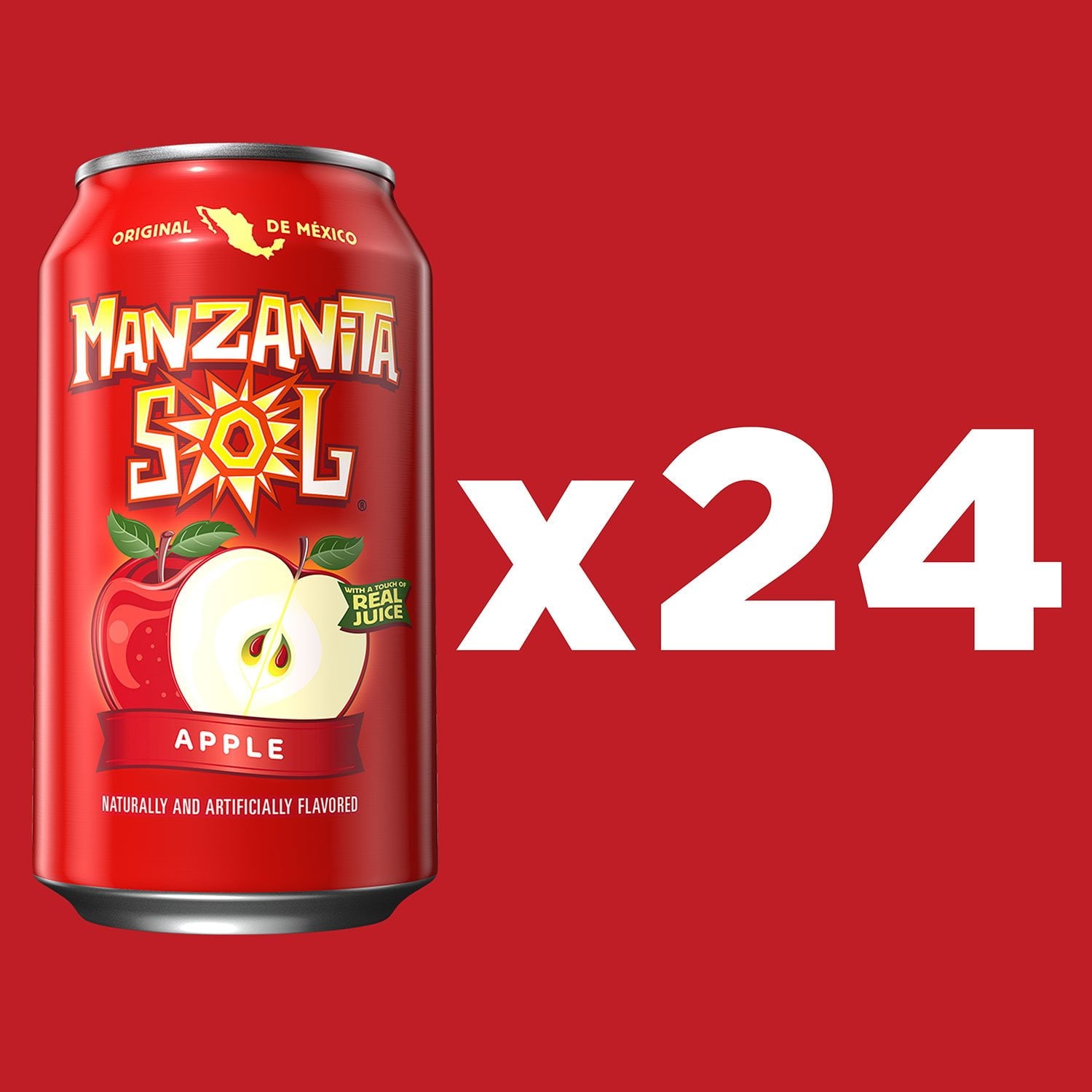 만자니타 솔 애플 소다 12 fl. oz × 24 – 사과 향의 달콤한 멕시칸 소다