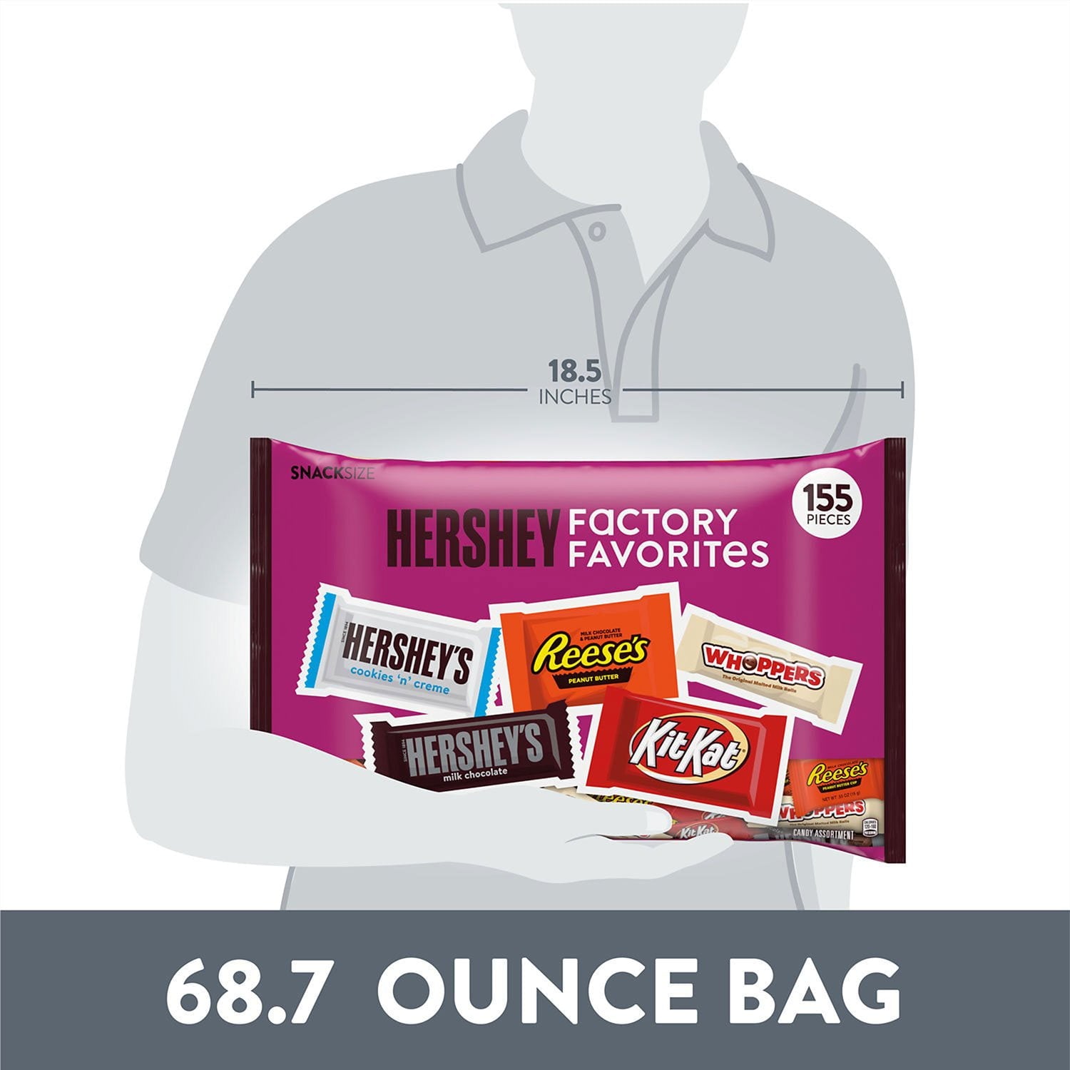 허쉬(HERSHEY'S) 어소티드 초콜릿 팩토리 페이버릿 스낵사이즈 155개