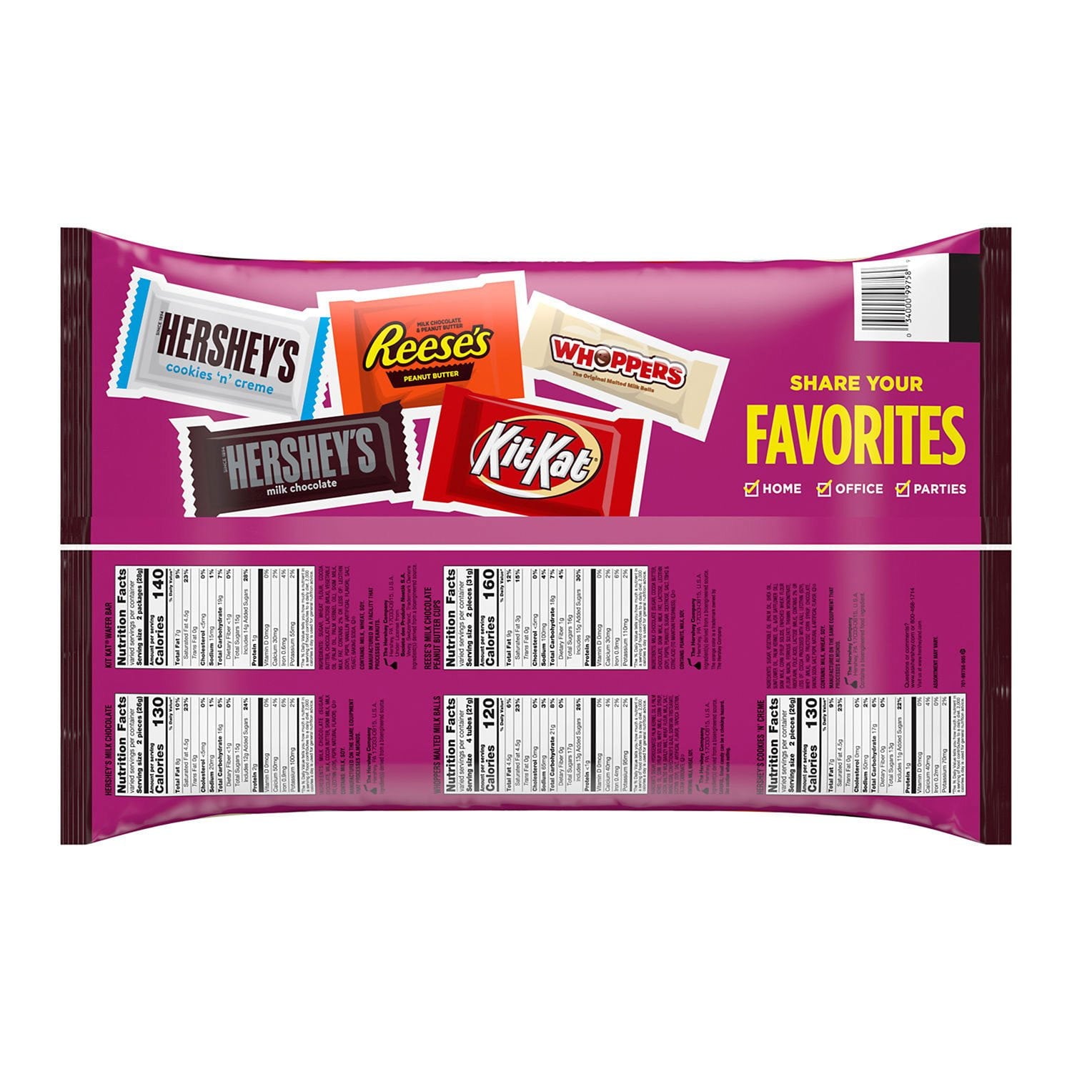 허쉬(HERSHEY'S) 어소티드 초콜릿 팩토리 페이버릿 스낵사이즈 155개