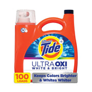 타이드 울트라 옥시 화이트 & 브라이트 액상 세탁세제 – 강력 얼룩 제거·100회, 128fl oz