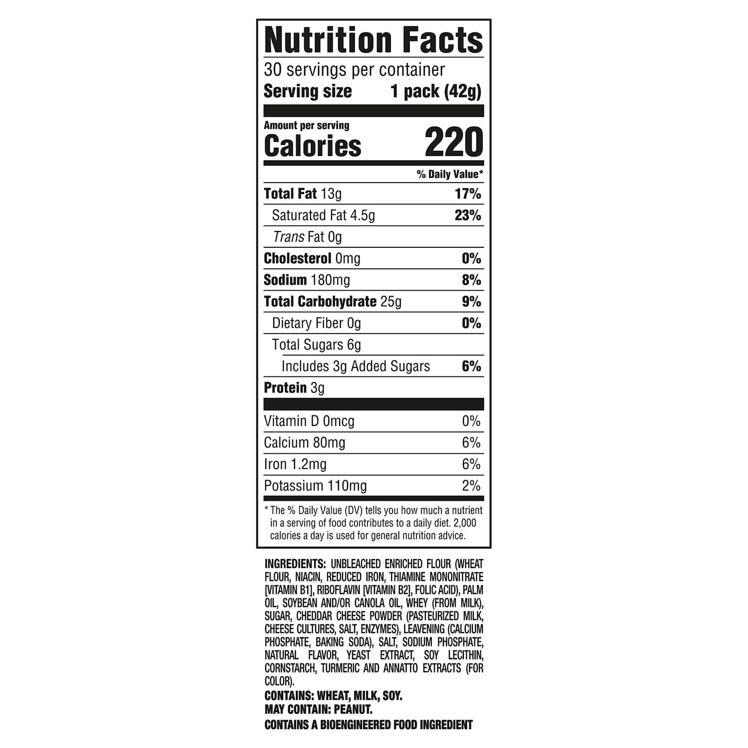 리츠 비츠 치즈 샌드위치 크래커 – 1.5oz x 30팩