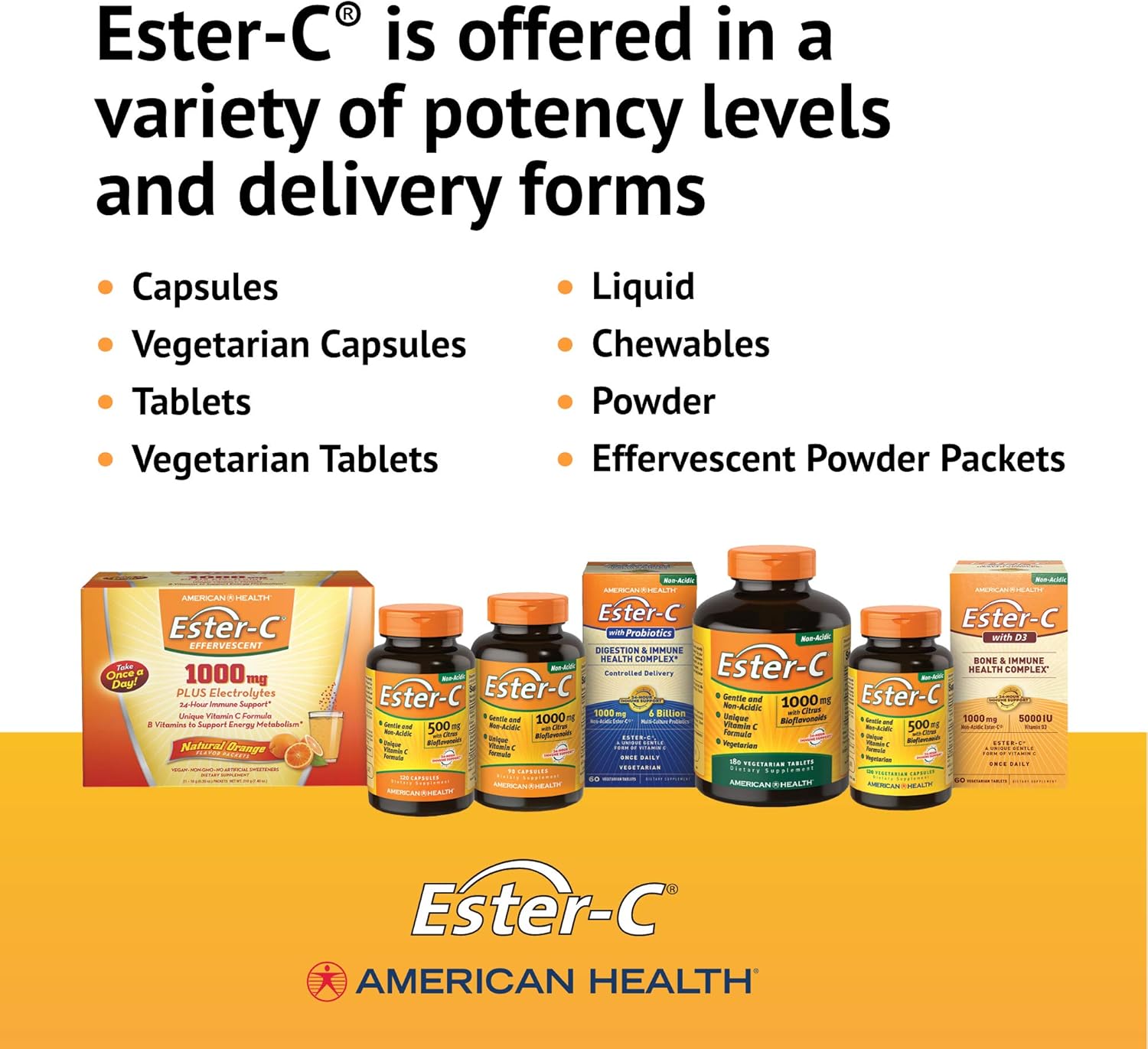 아메리칸 헬스 에스터-C 500mg + 바이오플라보노이드 – 속편한 비타민C·면역·항산화, 120정