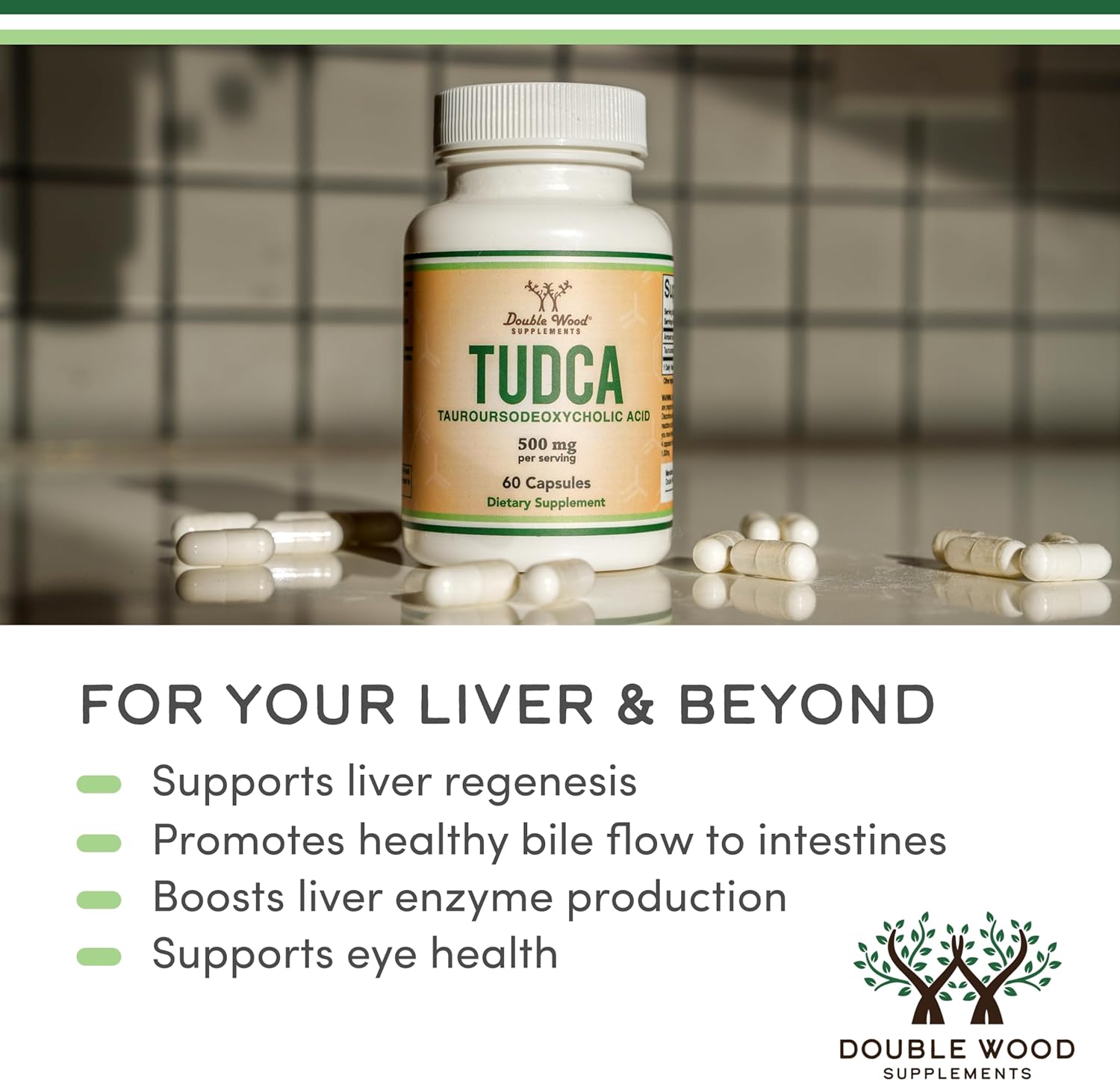 더블우드 투드카 TUDCA 타우로우르소데옥시콜릭산 500mg, 60캡슐 – 간 기능·담즙 흐름·세포 보호 지원 포뮬러
