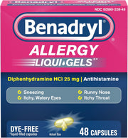 베나드릴 리퀴젤 25mg 디펜히드라민 무색소 액상 소프트캡슐 48개 Benadryl Liqui-Gels