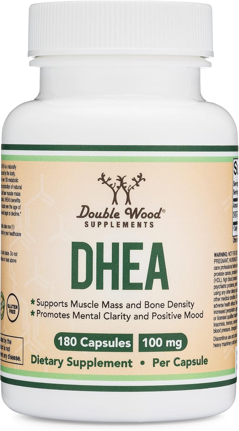 더블우드 DHEA 100mg, 180캡슐 – 고함량 6개월 분량 · 호르몬 밸런스 · 건강한 에이징 지원