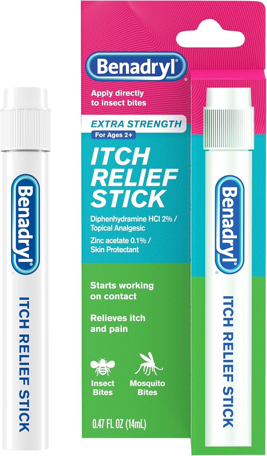 베나드릴 엑스트라 스트렝스 벌레 물림 피부 발진 가려움 완화 휴대용 스틱 0.47 fl oz Benadryl Itch Relief Stick