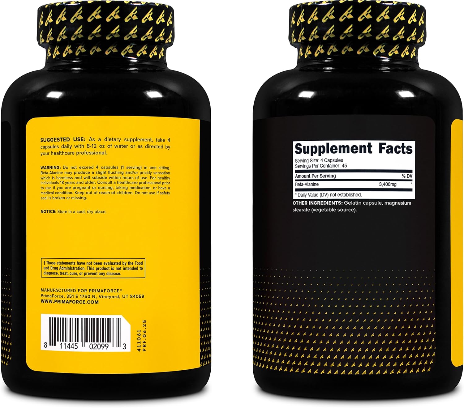 프리마포스 베타알라닌 3,400 mg 180캡슐 – 지구력 중심의 운동 퍼포먼스 포뮬러