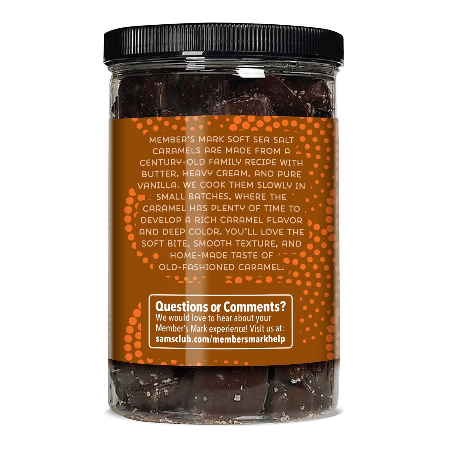 멤버스마크 다크 초콜릿 소프트 씨솔트 캐러멜 36oz — 부드러운 다크 캐러멜 바이트