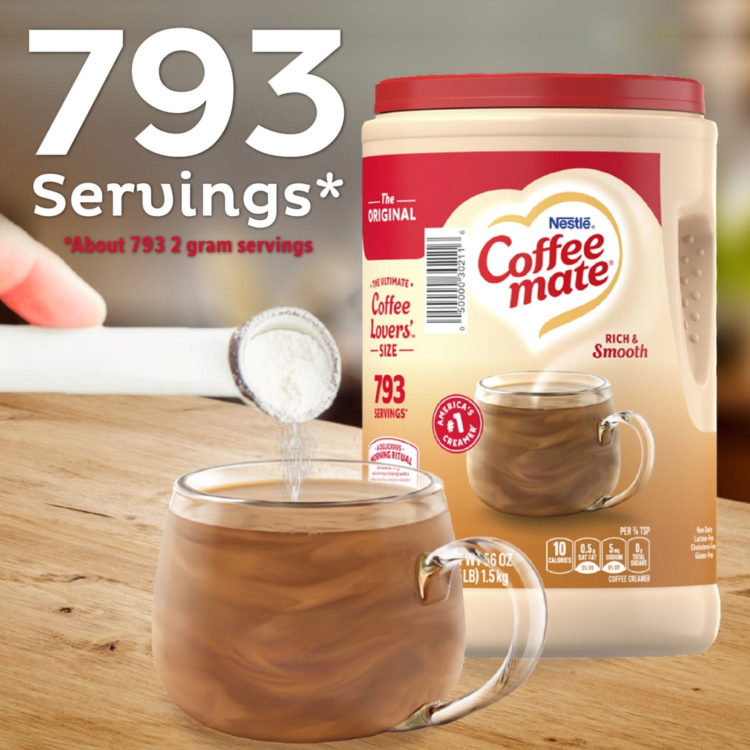 네슬레 커피메이트 오리지널 파우더 크리머 56 oz – 대용량 분말형 크리머