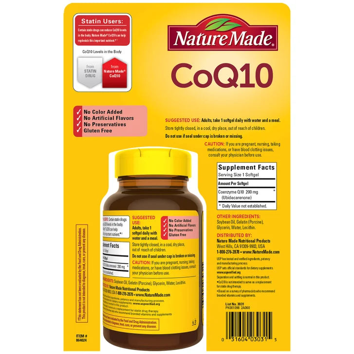 네이처메이드 코큐텐 200mg – 심장 기능·에너지 유지, 140소프트젤