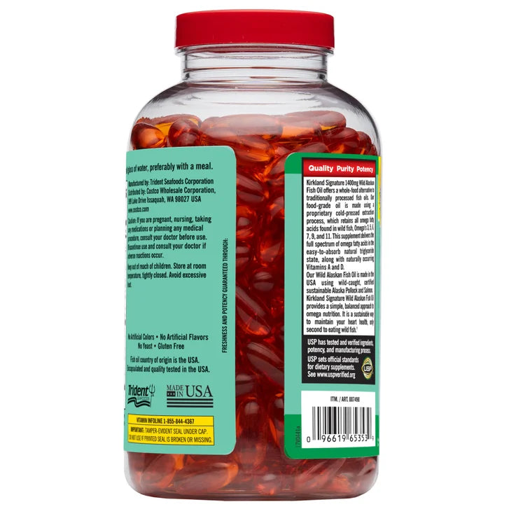 커클랜드 알래스칸 피쉬오일 1400mg – 천연 오메가3·심장·뇌 건강, 230소프트젤