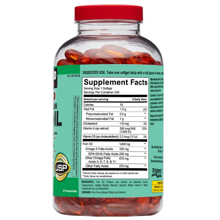 커클랜드 알래스칸 피쉬오일 1400mg – 천연 오메가3·심장·뇌 건강, 230소프트젤