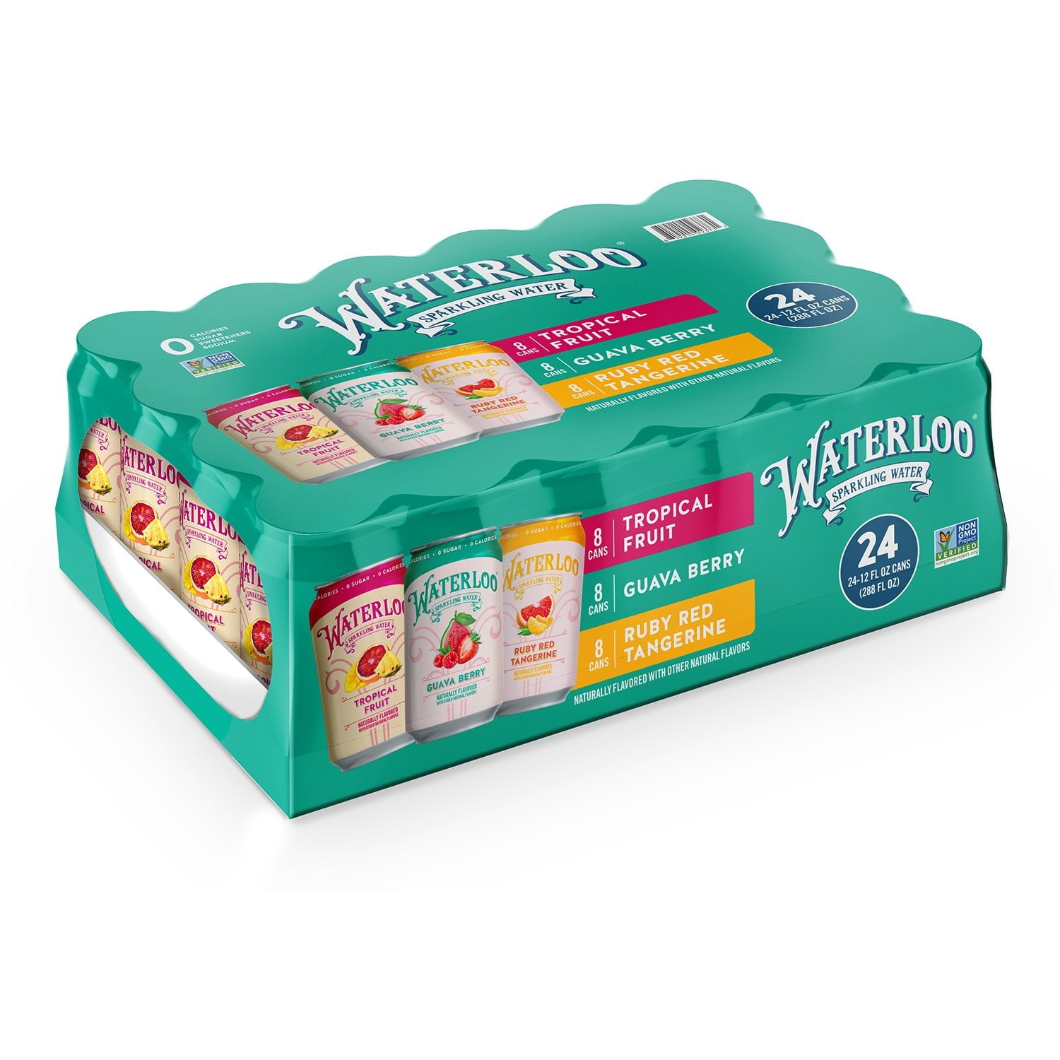 워털루 스파클링 워터 버라이어티 팩 12 fl. oz × 24 – 깔끔한 탄산과 은은한 과일향