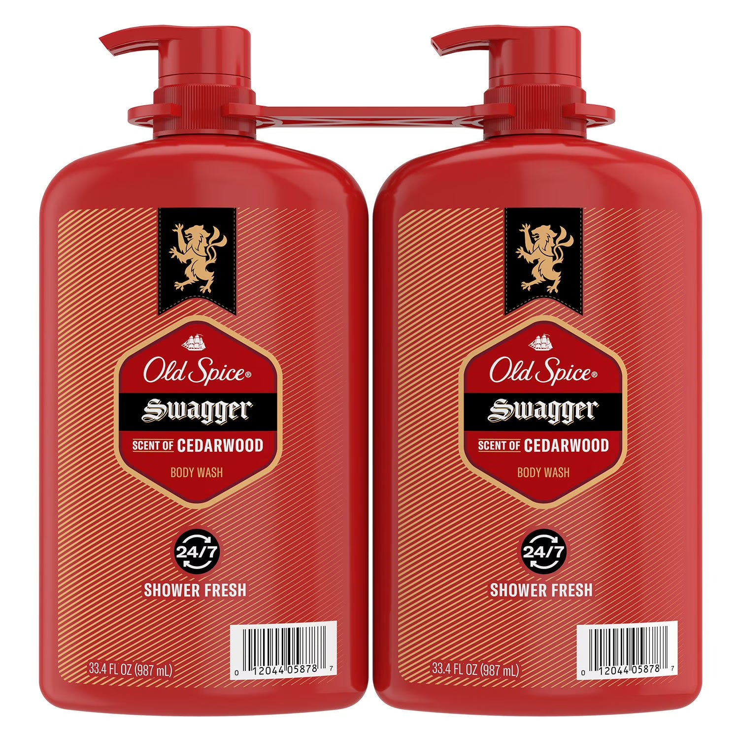 올드 스파이스 스웨거 시더우드 향 남성용 바디워시 33.4 fl. oz., 2 pk. – 시더우드 계열의 향과 깔끔한 세정감이 특징인 남성용 데일리 바디워시