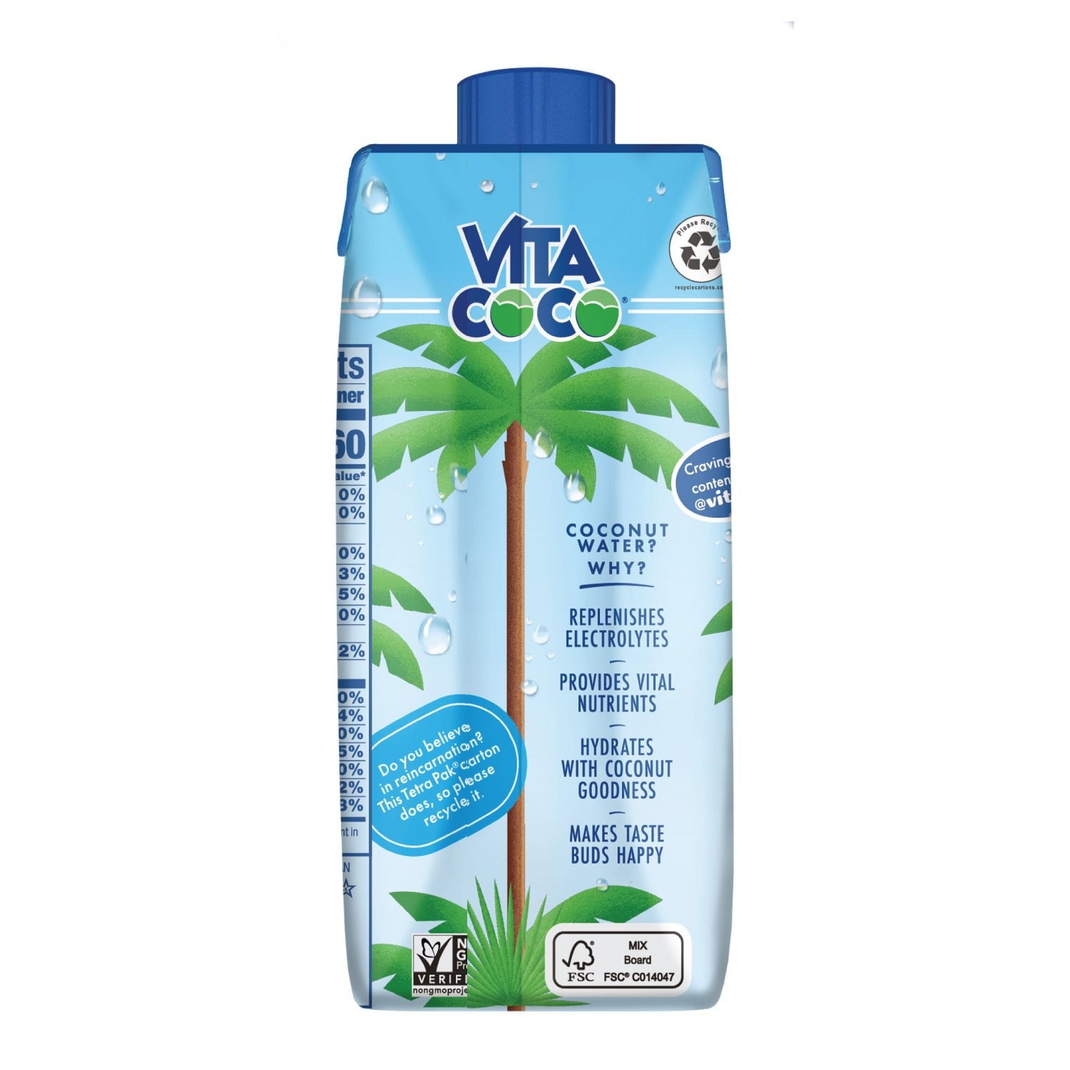 비타 코코 코코넛 워터 11.1 fl. oz × 18 – 전해질이 풍부한 천연 코코넛 워터