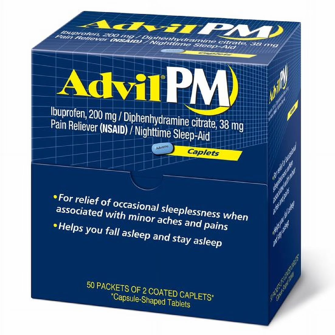 애드빌  Advil PM 진통제 + 야간 수면 보조 50 포켓 x 2 정
