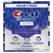 크레스트 3D 화이트 비비드 민트 치약 5.2 oz × 5 pk – 화이트닝 강화