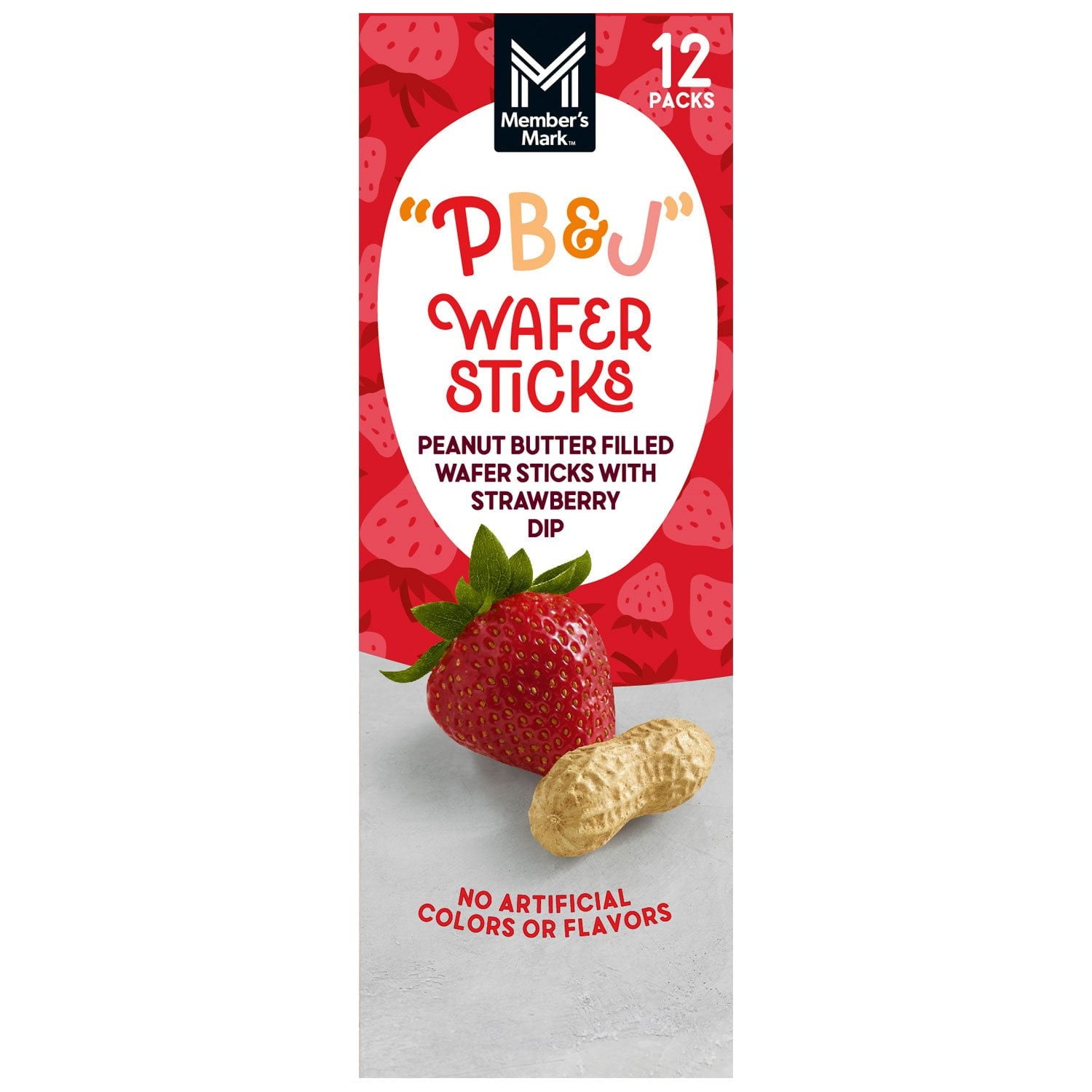 멤버스마크 PB&J 웨이퍼 스틱 – 피넛버터·젤리 맛, 12팩