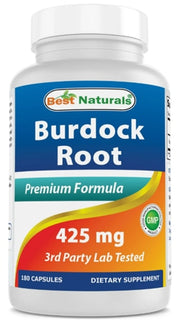 베스트 내추럴스 우엉 뿌리 425mg – 180캡슐 – 간 해독과 림프 순환, 피부 트러블 관리에 사용되는 전통 허브