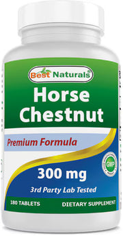 베스트 내추럴스 호스 체스트넛 – 300mg – 180정 – 정맥 순환과 하체 부종 완화에 관여하는 허브 추출물