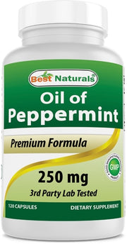 베스트 내추럴스 페퍼민트 오일 250mg – 120캡슐 – 식후 더부룩함·복부 팽만이 잦은 경우 선택되며, 페퍼민트 오일로 소화 보조
