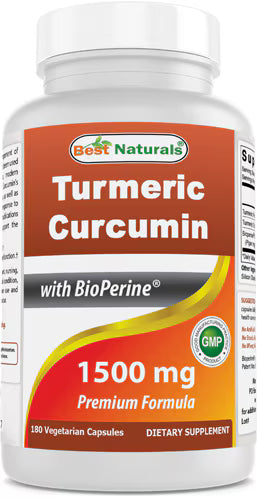 베스트 내추럴스 터메릭 커큐민 바이오페린 1500mg 180베지캡슐 – 흡수율을 높인 커큐민 포뮬러로 항산화와 관절·전반적인 건강 관리를 돕는 제품