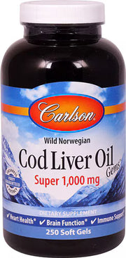 칼슨 코드 리버 오일 젬스 슈퍼 – 1000mg – 250 소프트젤 – 대구 간유의 오메가-3와 비타민 A·D를 고함량으로 공급하는 포뮬러