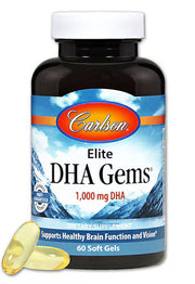 칼슨 엘리트 DHA 젬스® – 1000mg – 60 소프트젤 – 고함량 DHA 중심 포뮬러로 두뇌 기능과 시각·인지 건강 보조