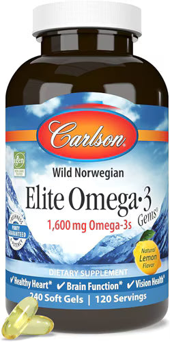칼슨 엘리트 오메가-3 젬스 레몬 – 1600mg – 240 소프트젤 – 고함량 EPA·DHA를 장기간 보충하기 적합한 대용량 구성