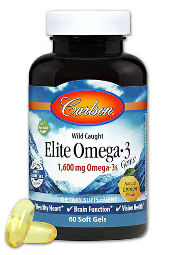 칼슨 엘리트 오메가-3 젬스® 내추럴 레몬 – 800mg – 60 소프트젤 – 고함량 EPA·DHA를 제공해 심혈관 기능과 염증 반응 완화 보조