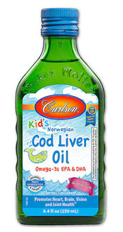 칼슨 키즈 노르웨이안 코드 리버 오일 오메가-3 EPA & DHA 버블검 – 8.4 fl oz – 어린이가 섭취하기 쉬운 맛으로 EPA·DHA를 공급해 두뇌 발달과 집중력 유지 보조