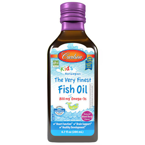 칼슨 키즈 노르웨이안 피쉬 오일 오메가-3 내추럴 믹스드 베리 – 800mg – 6.7 fl oz – 어린이를 위한 액상 오메가-3로 두뇌 발달과 면역 기능 보조