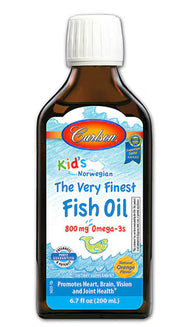 칼슨 키즈 노르웨이안 피쉬 오일 오메가-3 내추럴 오렌지 – 800mg – 6.7 fl oz – 오렌지 맛 액상 오메가-3로 어린이의 인지·시각·면역 건강 지원