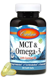 칼슨 MCT & 오메가-3 with 코코넛 오일 – 60 소프트젤 – 빠른 에너지 공급을 위한 MCT와 오메가-3를 결합해 대사·두뇌 에너지 보조