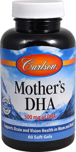 칼슨 마더스 DHA – 500mg – 60 소프트젤 – 임신·수유기 여성을 위한 DHA 보충으로 태아·영아의 두뇌와 시각 발달 지원