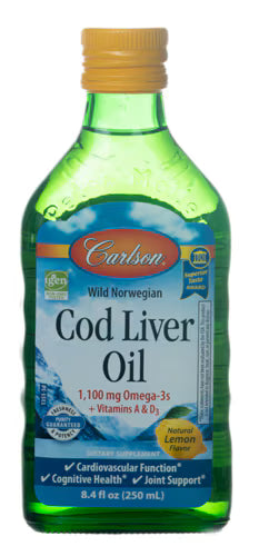 칼슨 노르웨이안 코드 리버 오일 레몬 – 8.4 fl oz – 액상 형태의 대구 간유로 흡수와 섭취 편의성을 높인 오메가-3 보충제