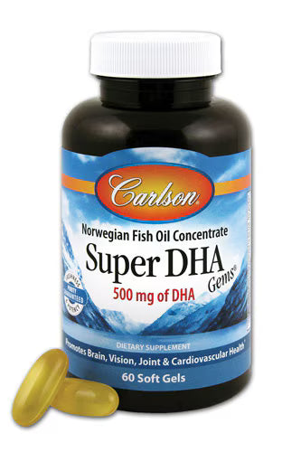 칼슨 슈퍼 DHA 젬스® – 500mg – 60 소프트젤 – DHA 중심 포뮬러로 두뇌 기능과 시각 건강, 인지 유지 보조